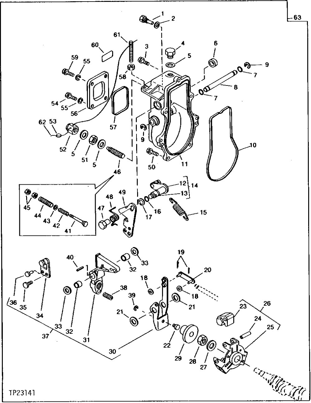 Схема запчастей John Deere 5 - 14 - GOVERNOR ASSEMBLY 413 - ENGINE 4