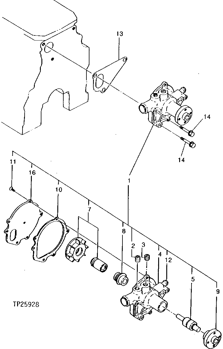 Схема запчастей John Deere 5 - 2 - ENGINE WATER PUMP 417 - ENGINE 4