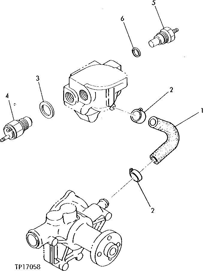 Схема запчастей John Deere 5 - 4 - THERMOSTAT HOUSING SWITCHES 418 - ENGINE 4