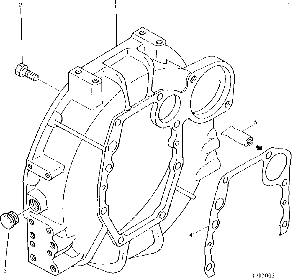 Схема запчастей John Deere 5 - 2 - FLYWHEEL HOUSING 433 - ENGINE 4