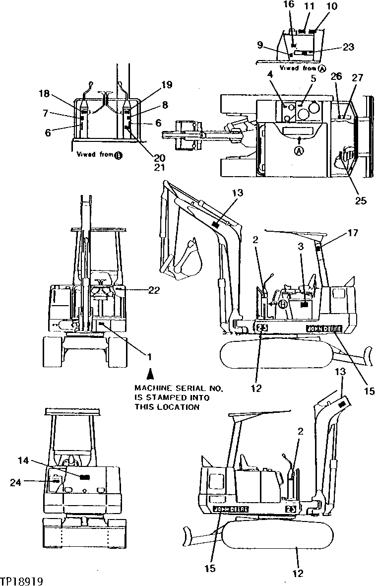Схема запчастей John Deere 5 - 2 - DECALS AND LABELS FOR UNITS WITH CANOPY 1320 - MISCELLANEOUS VEHICLE 13