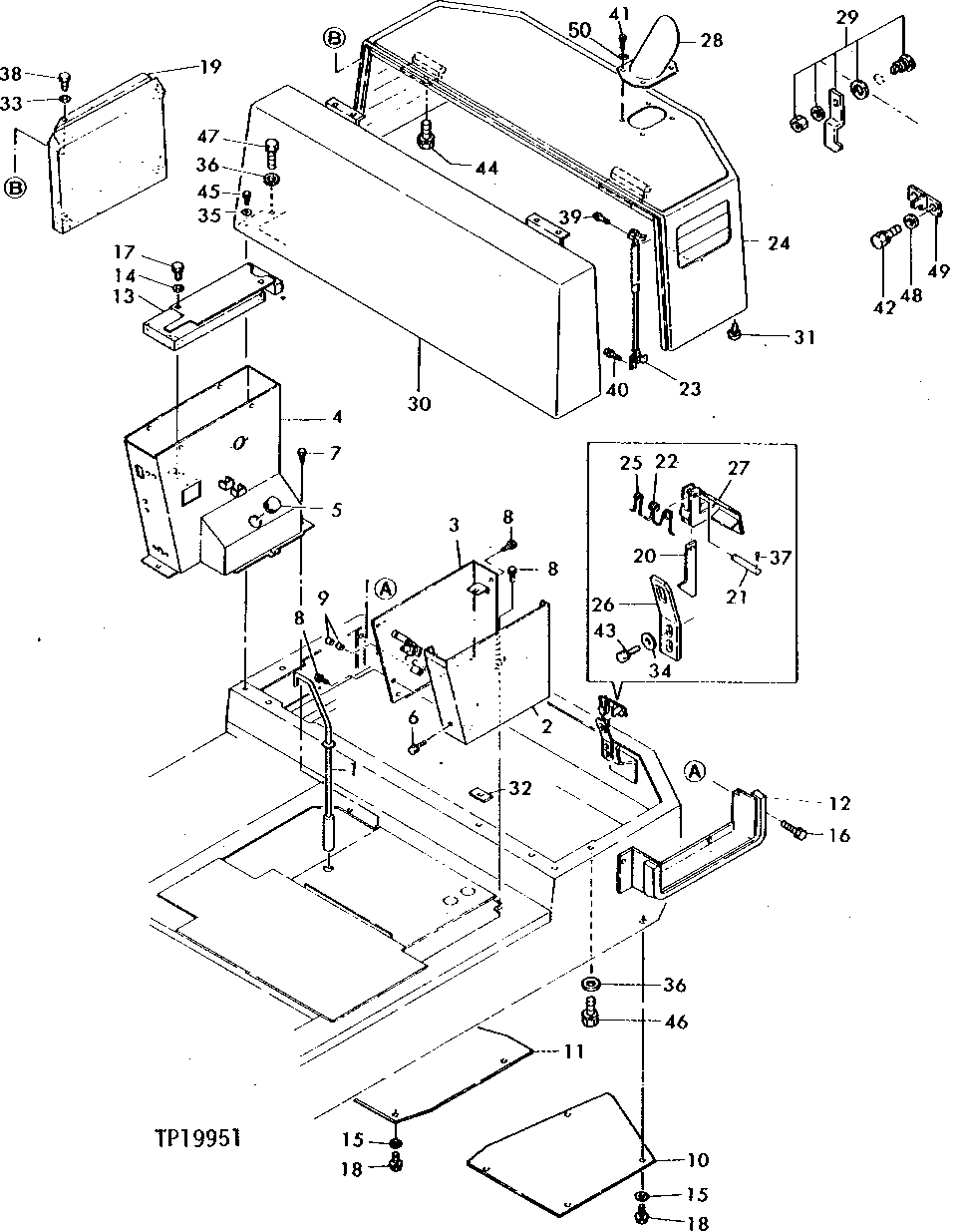 Схема запчастей John Deere 5 - 2 - HOOD AND ACCESS COVERS 1910 - SHEET METAL AND STYLING 19