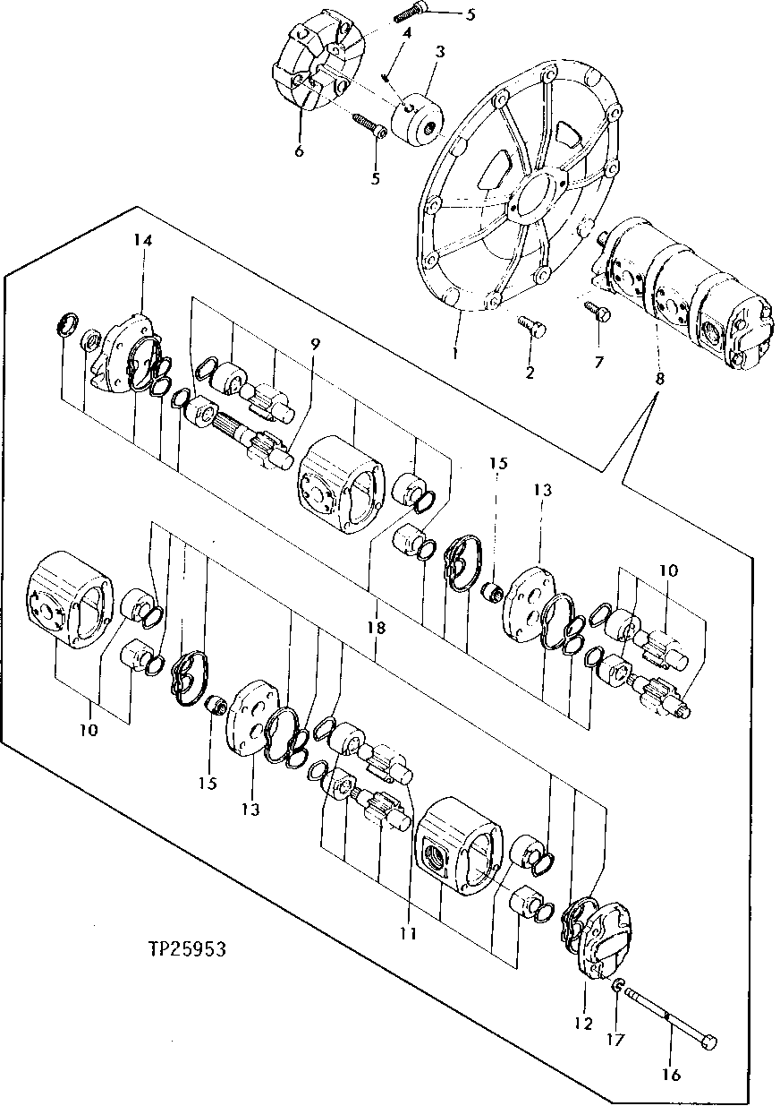 Схема запчастей John Deere 5 - 2 - MAIN HYDRAULIC PUMP AND DRIVE 2160 - MAIN HYDRAULIC SYSTEM 21