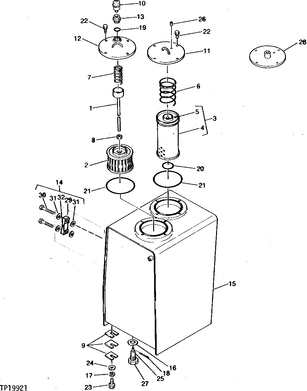 Схема запчастей John Deere 5 - 4 - HYDRAULIC RESERVOIR 2160 - MAIN HYDRAULIC SYSTEM 21