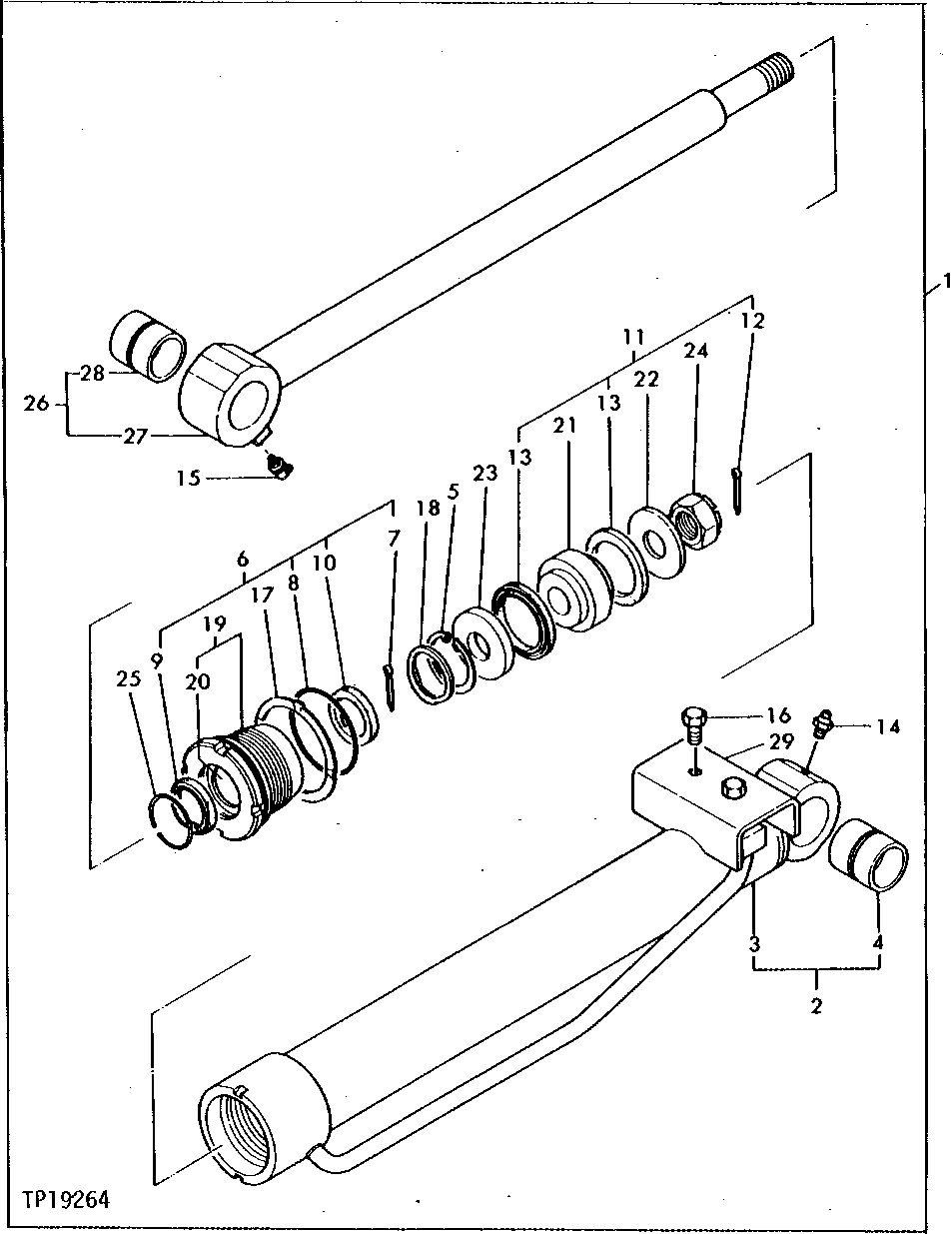 Схема запчастей John Deere 5 - 22 - BUCKET CYLINDER 2160 - MAIN HYDRAULIC SYSTEM 21