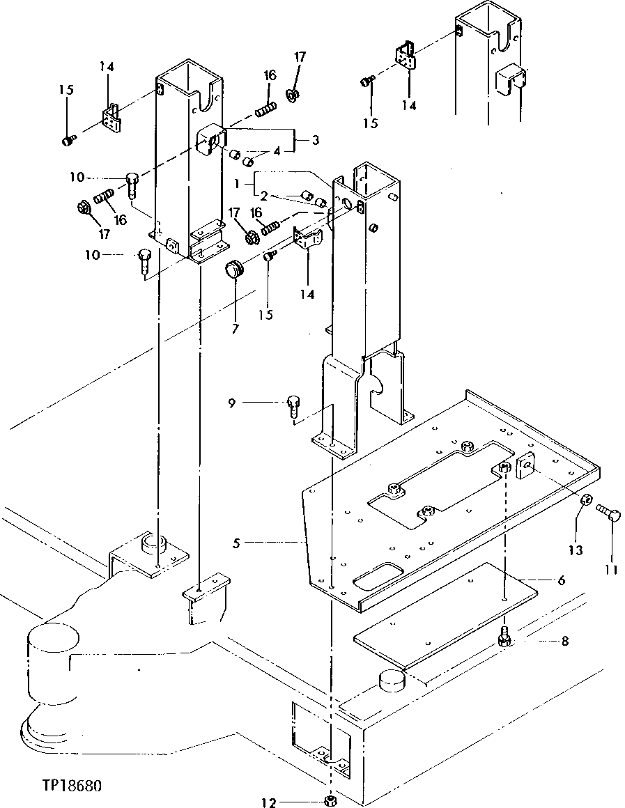 Схема запчастей John Deere 5 - 2 - CONTROL LEVER STANDS 3315 - BACKHOE 33