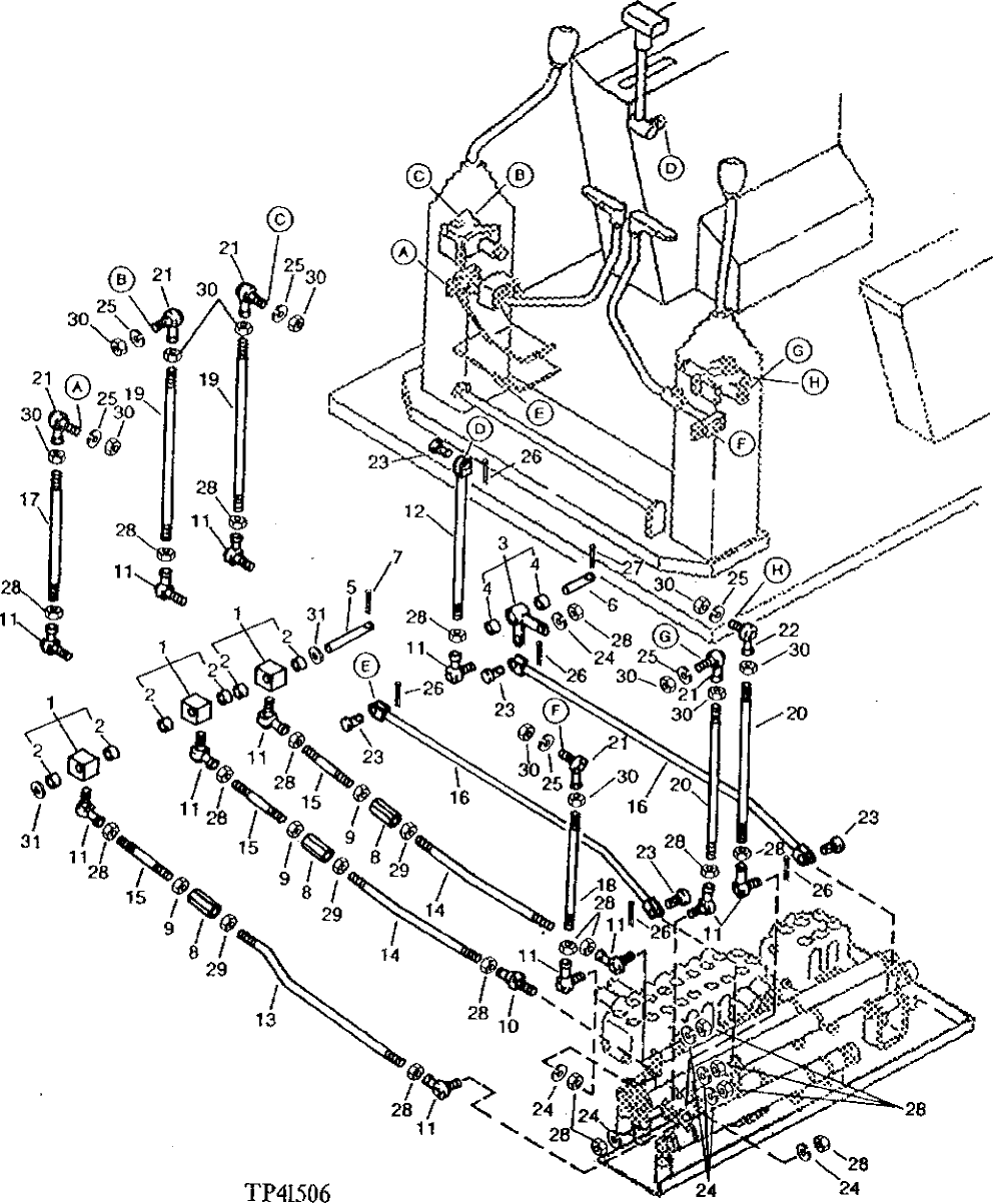 Схема запчастей John Deere 5 - 8 - CONTROL LEVER LINKAGE 3315 - BACKHOE 33