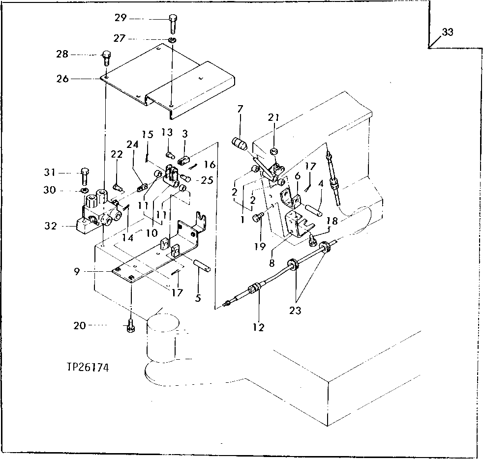 Схема запчастей John Deere 0 - 2 - BLADE CONTROL VALVE, CABLE AND LEVER 3360 - BACKHOE 33