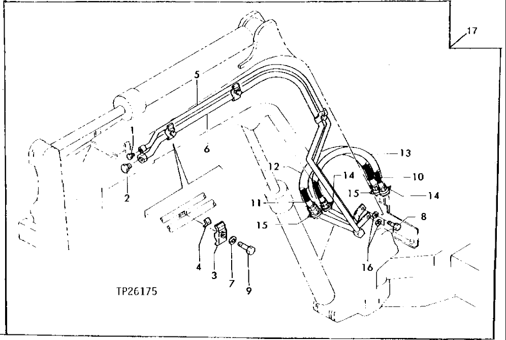 Схема запчастей John Deere 0 - 6 - HYDRAULIC HOSES AND LINES 3360 - BACKHOE 33