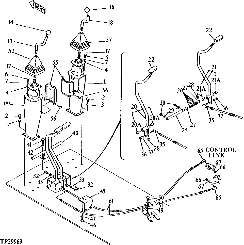 Схема запчастей John Deere 0D - 6 - CONTROL LEVERS AND CABLES 3315 - EXCAVATOR 33