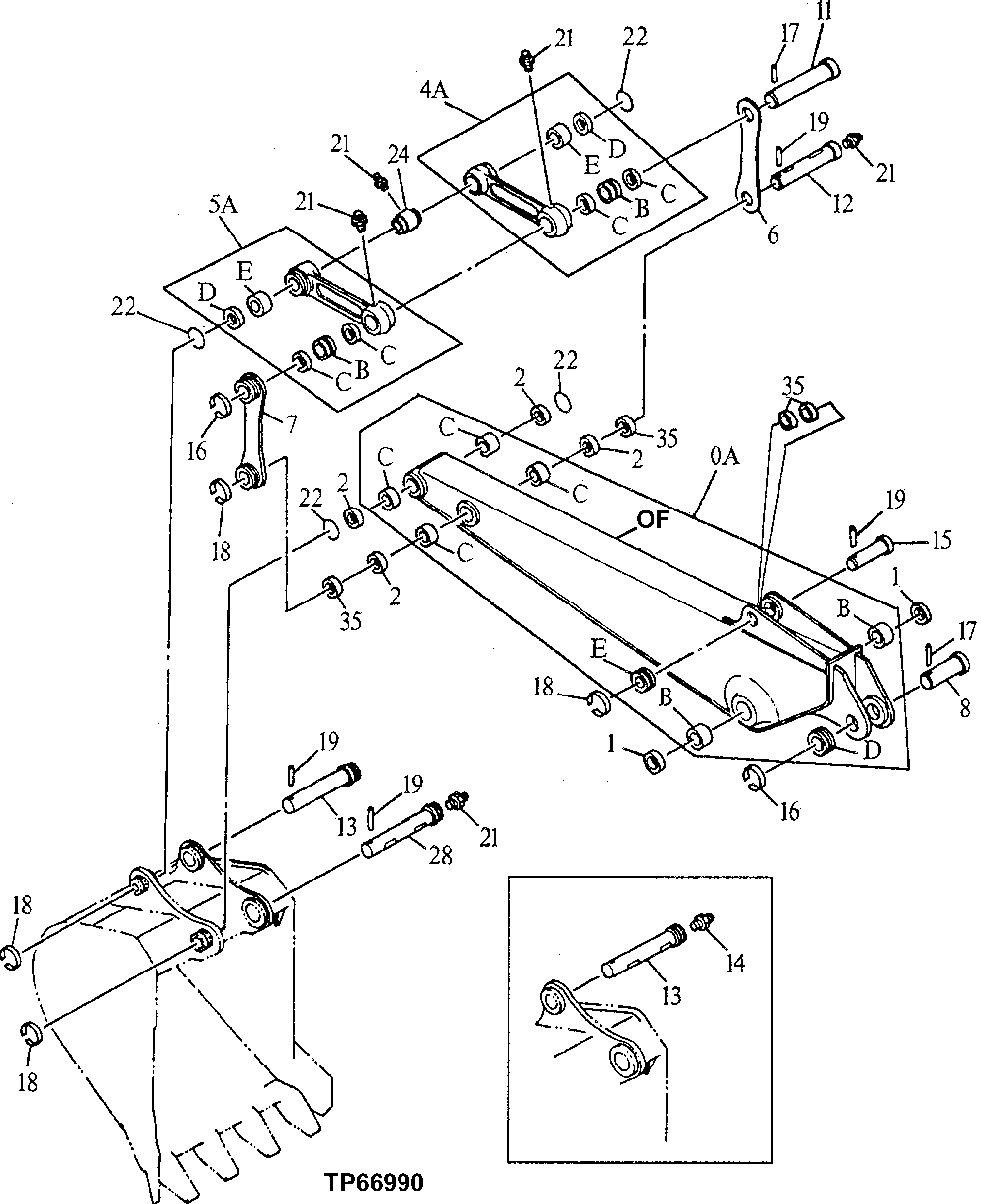 Схема запчастей John Deere 0D - 4 - DIPPERSTICK ARM 3344 - EXCAVATOR 33