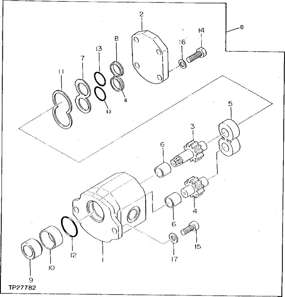 Схема запчастей John Deere 0D - 44 - STANDARD PISTON PUMP PILOT GEAR PUMP 3360 - EXCAVATOR 33