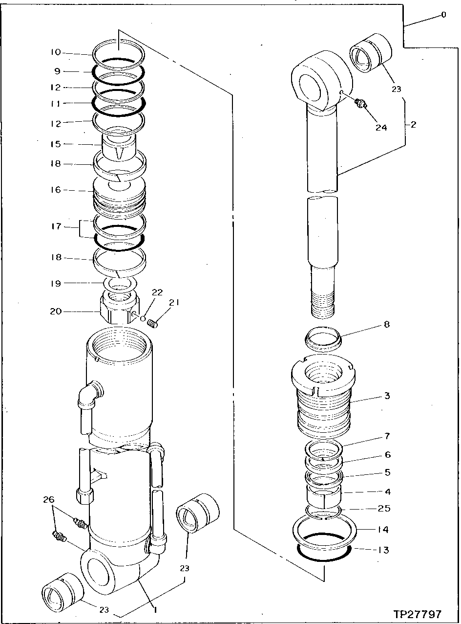 Схема запчастей John Deere 0D - 74 - BOOM CYLINDER 3360 - EXCAVATOR 33