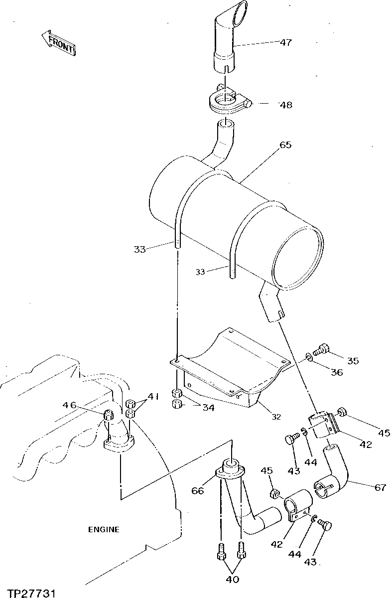 Схема запчастей John Deere 0D - 4 - MUFFLER 400 - ENGINE 4