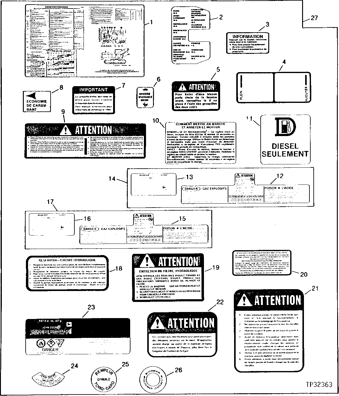 Схема запчастей John Deere 90D - 6 - FRENCH DECL KIT 1320 - MISCELLANEOUS VEHICLE 13