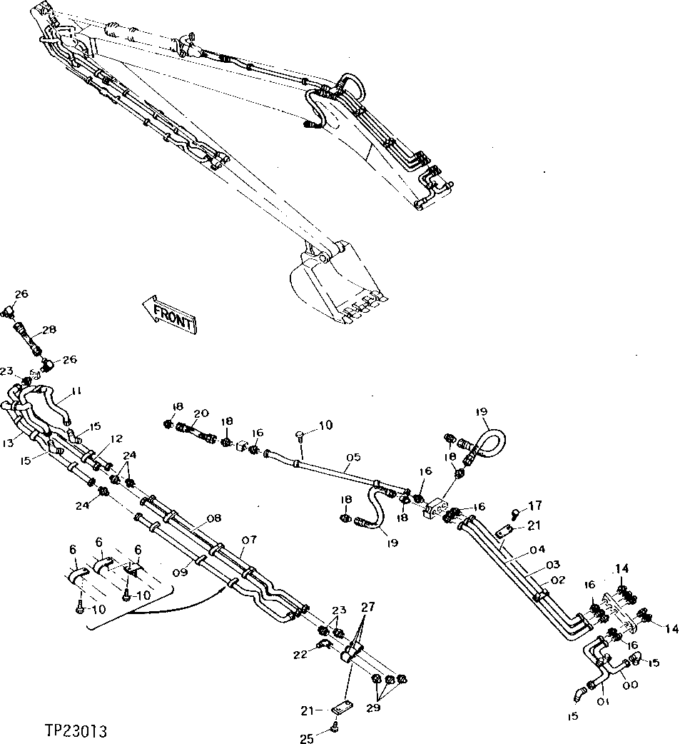 Схема запчастей John Deere 90D - 4 - SUPER LONG FRONT ARM AND BOOM CENTRAL LUBRICATION LINES 1370 - MISCELLANEOUS VEHICLE 13