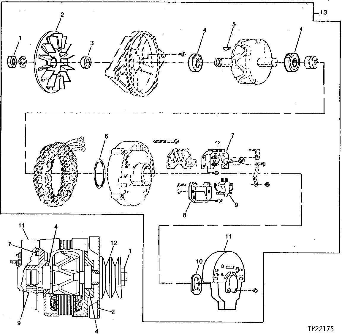 Схема запчастей John Deere 90D - 2 - ALTERNATOR AND PULLEY 1672 - ELECTRICAL SYSTEMS 16