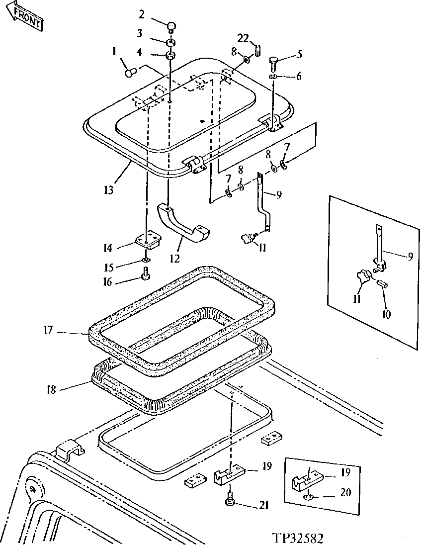 Схема запчастей John Deere 90D - 16 - CAB ROOF DOOR 1810 - OPERATORS STATION 18