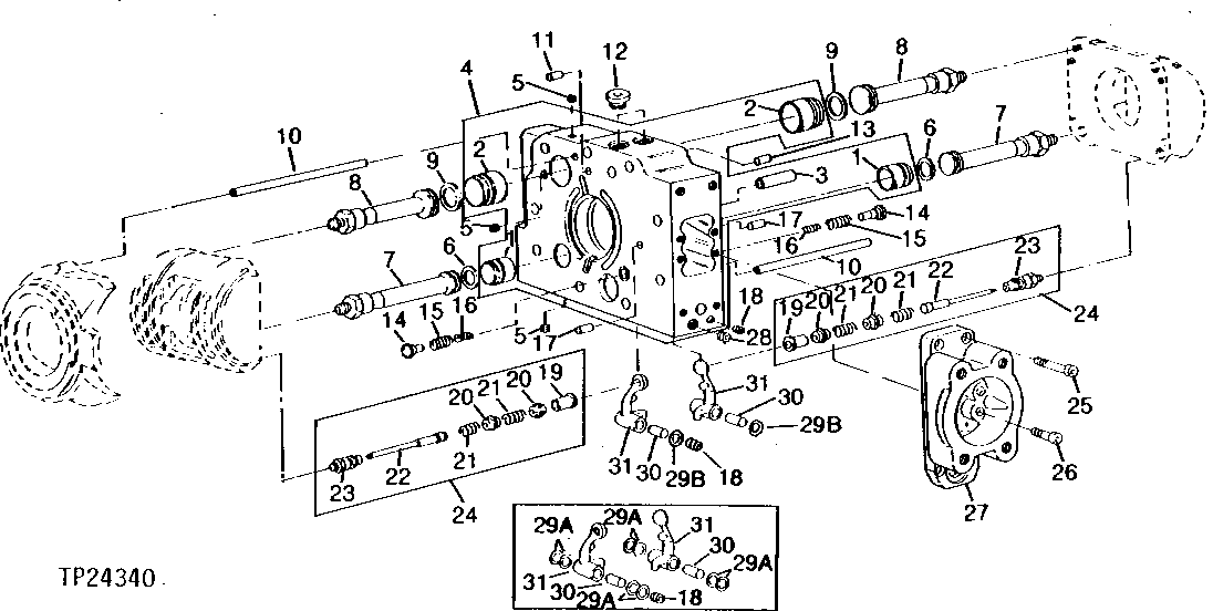 Схема запчастей John Deere 90D - 18 - HYDRAULIC PUMP VALVE PLATE 2160 - MAIN HYDRAULIC SYSTEM 21