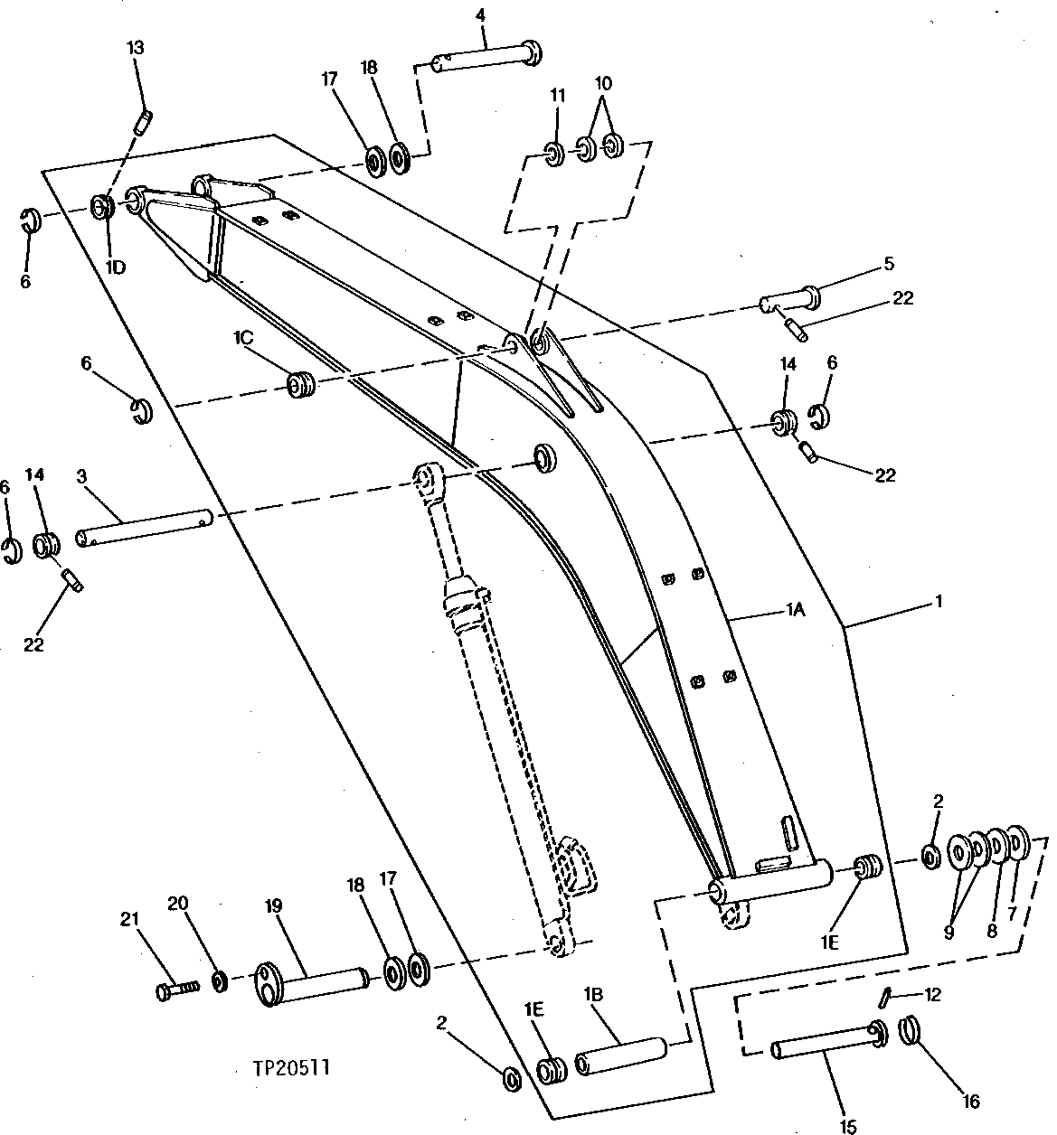 Схема запчастей John Deere 90D - 2 - BOOM WITH BOOM, ARM AND CYLINDER MOUNTING PINS 3340 - BACKHOE AND EXCAVATOR 33