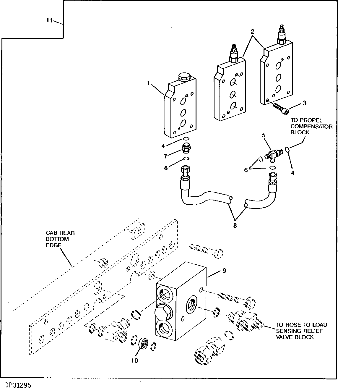 Схема запчастей John Deere 90D - 24 - SWING AND PROPEL VALVE SPACER PLATES AND PROPEL CHECK VALVE BLOCK 3360 - BACKHOE AND EXCAVATOR 33