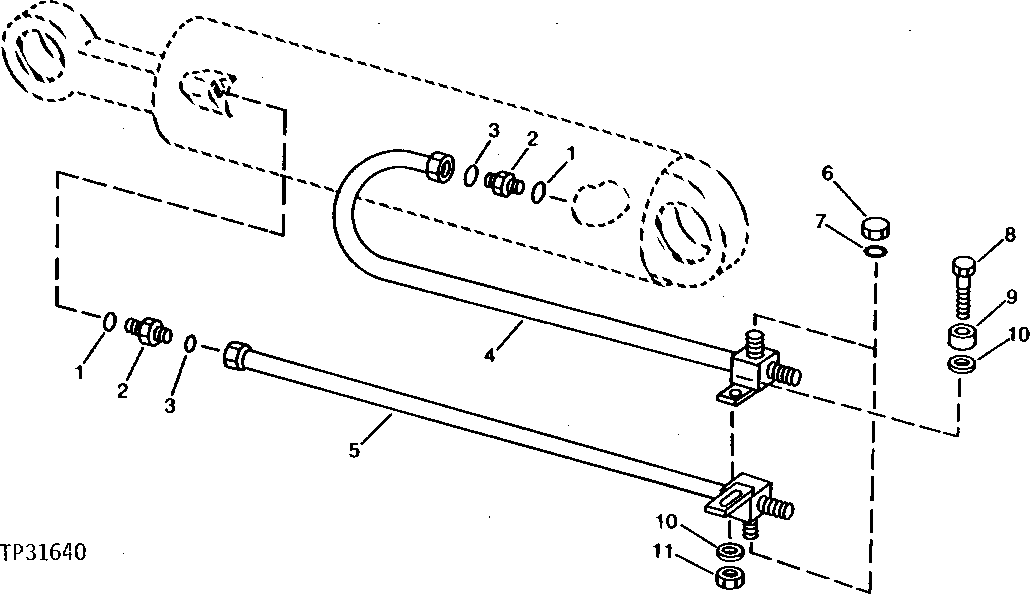 Схема запчастей John Deere 90D - 64 - BOOM CYLINDER TUBES 3360 - BACKHOE AND EXCAVATOR 33