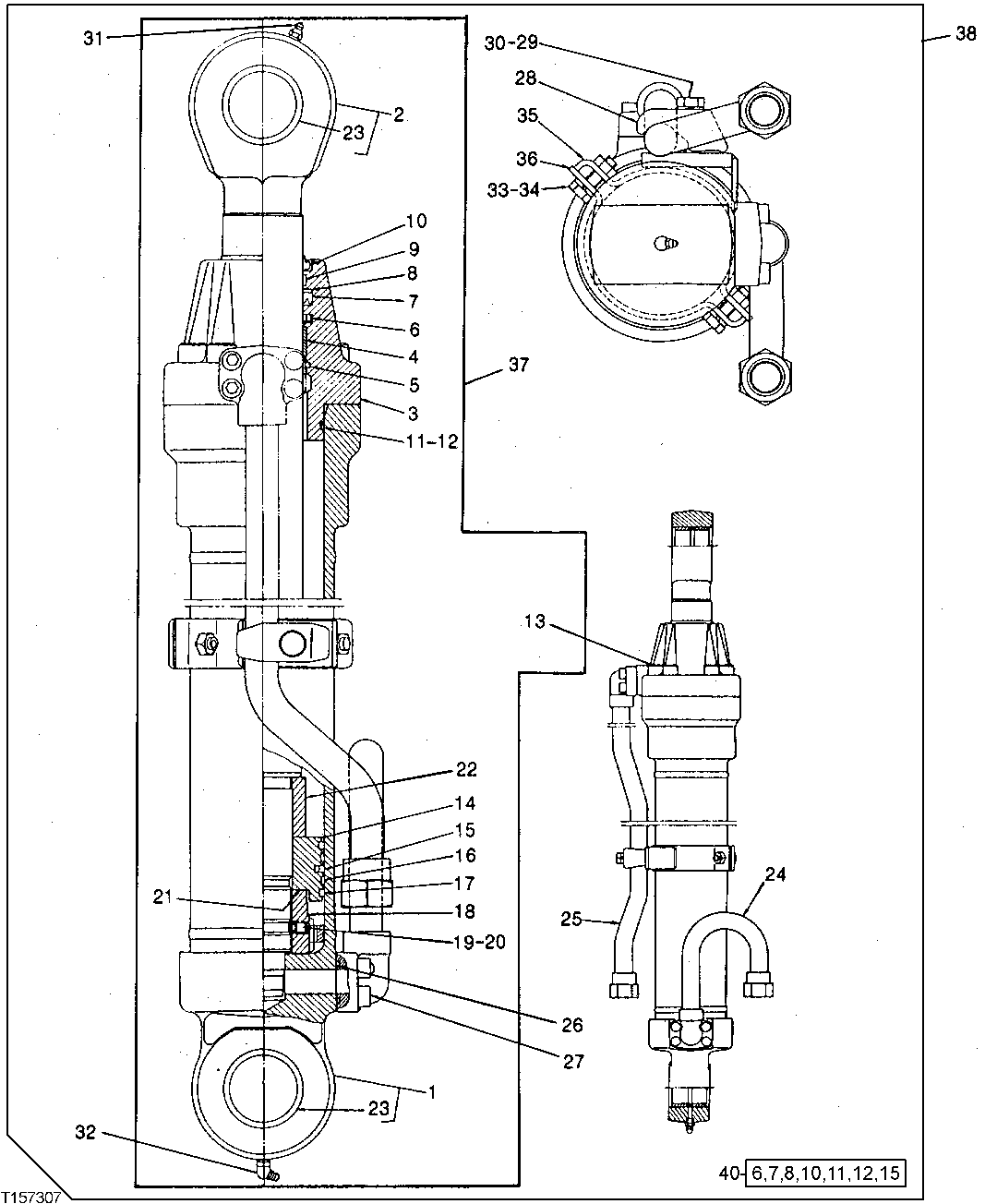 Схема запчастей John Deere 90D - 92 - SUPER LONG FRONT BUCKET CYLINDER 3360 - BACKHOE AND EXCAVATOR 33