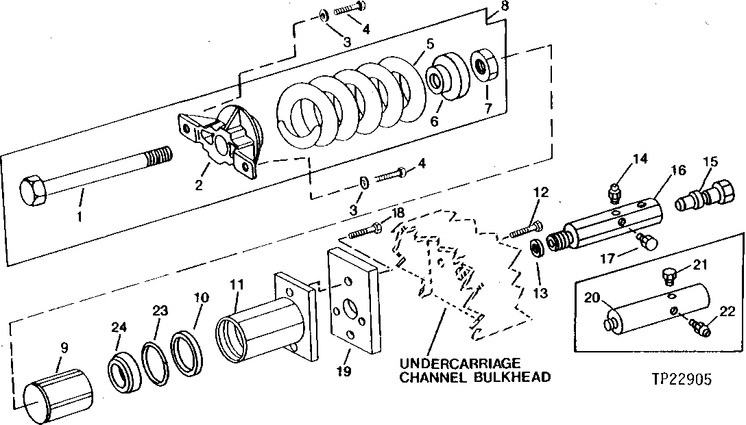 Схема запчастей John Deere 90D - 4 - ADJUSTING CYLINDER AND IDLER SPRING ASSEMBLY 130 - TRACKS 1