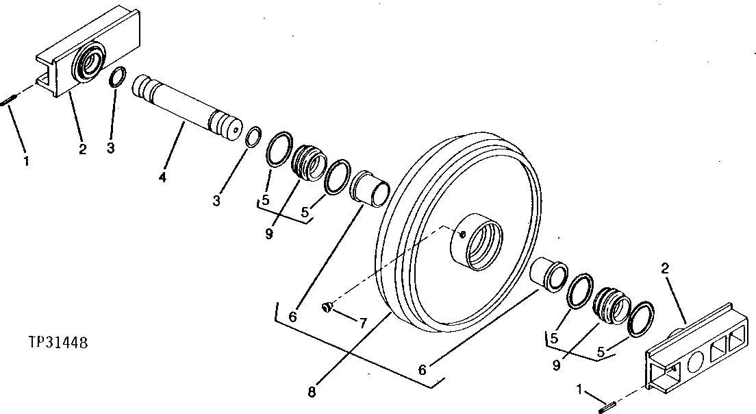 Схема запчастей John Deere 90D - 6 - FRONT IDLER 130 - TRACKS 1