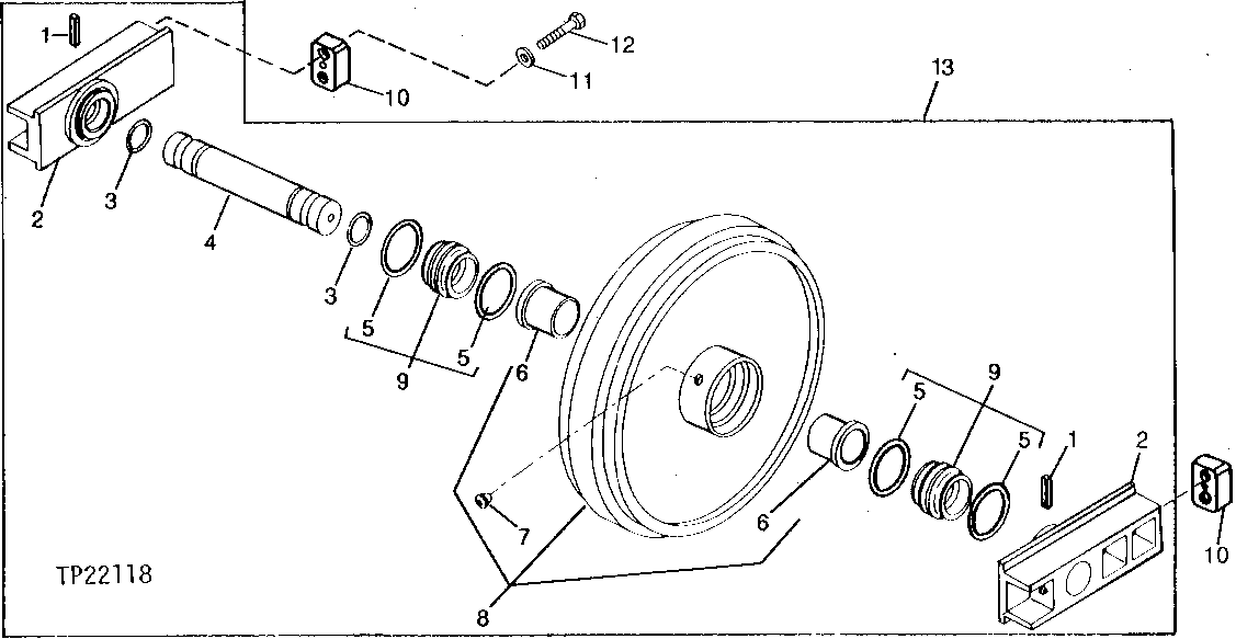 Схема запчастей John Deere 90D - 7A - FRONT IDLER 130 - TRACKS 1