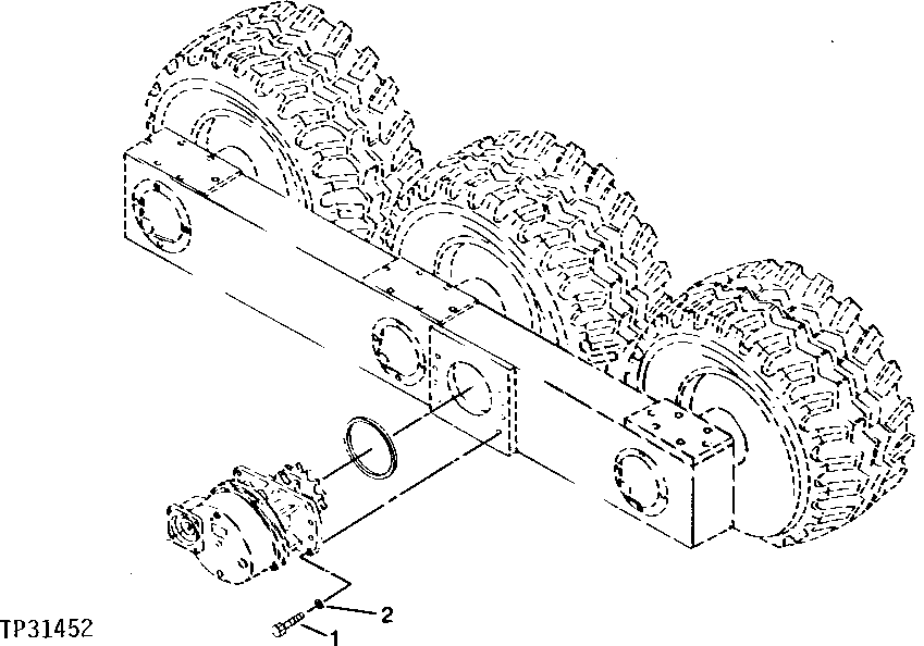 Схема запчастей John Deere 90D - 9 - SINGLE SPEED GEARBOX MOUNTING 250 - AXLES AND SUSPENSION SYSTEMS 2
