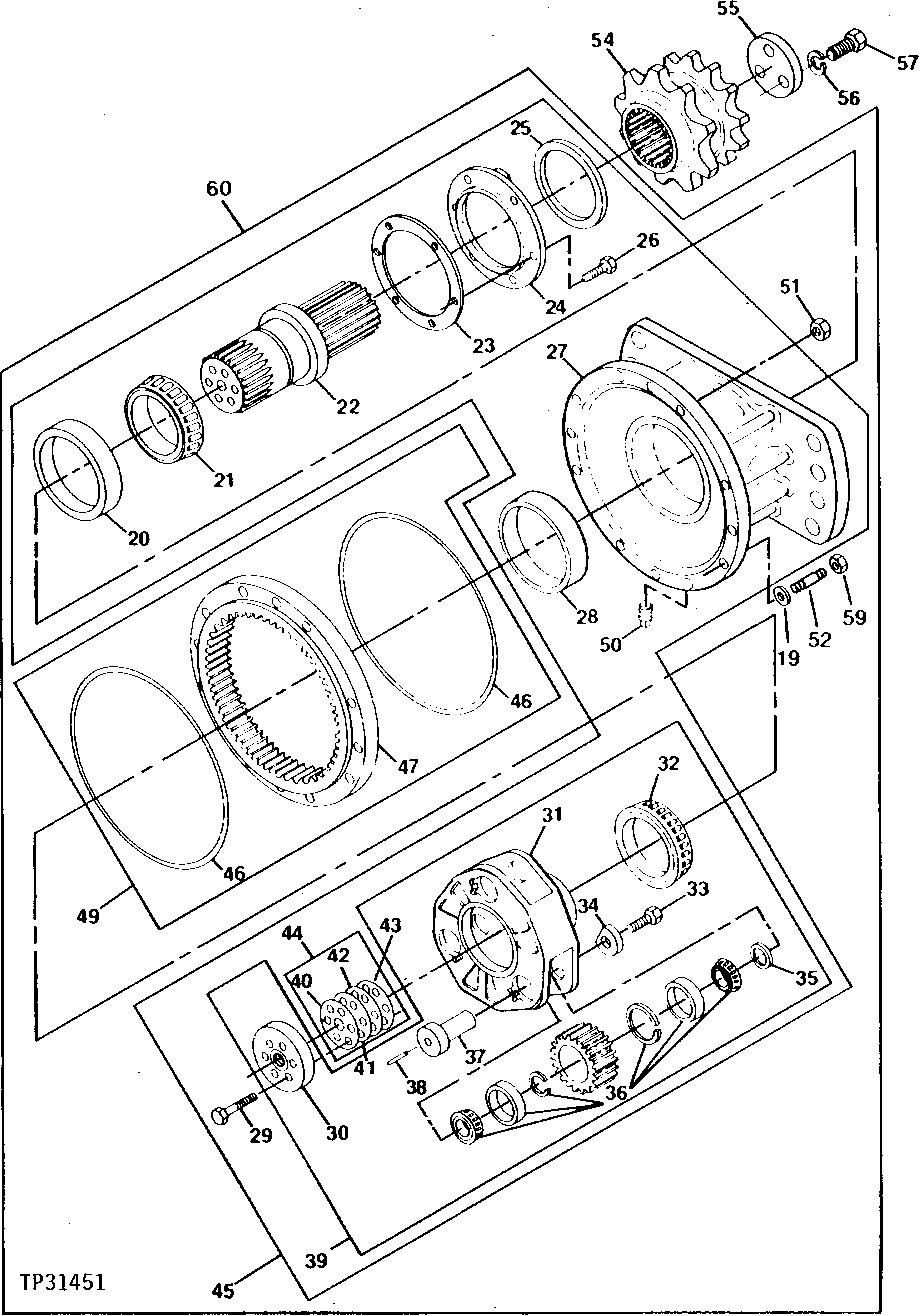Схема запчастей John Deere 90D - 12 - SINGLE SPEED GEARBOX 250 - AXLES AND SUSPENSION SYSTEMS 2