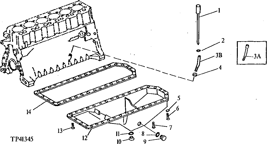 Схема запчастей John Deere 90D - 1 - ENGINE OIL PAN AND DIPSTICK 407 - ENGINE 4