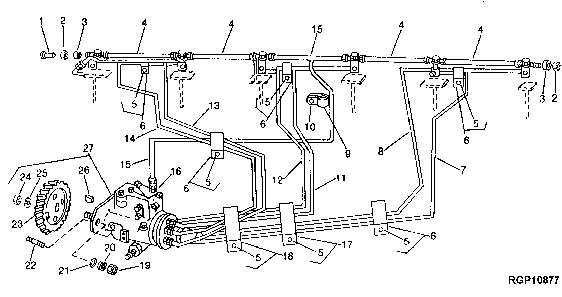 Схема запчастей John Deere 90D - 6 - FUEL INJECTION SYSTEM 413 - ENGINE 4