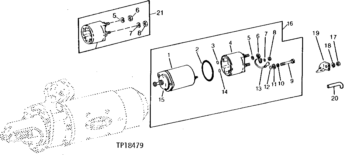 Схема запчастей John Deere 90D - 3 - STARTING MOTOR SOLENOID SWITCH 422 - ENGINE 4