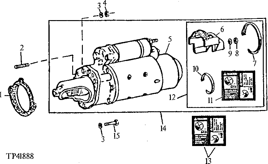 Схема запчастей John Deere 90D - 5 - REPLACEMENT STARTING MOTOR AND SOLENOID PROTECTIVE COVER 422 - ENGINE 4
