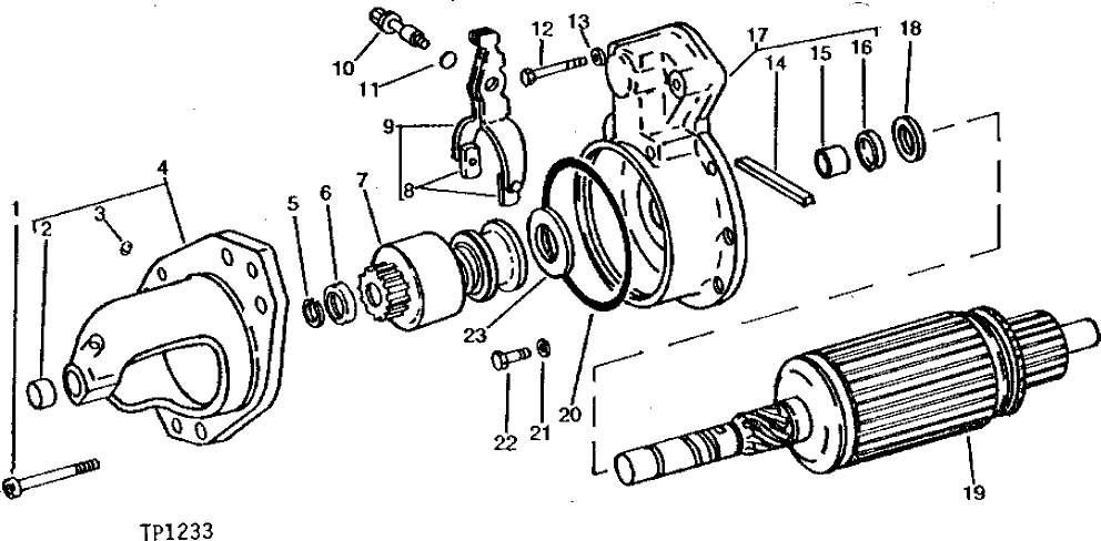 Схема запчастей John Deere 90D - 9 - STARTING MOTOR DRIVE HOUSING AND ARMATURE 422 - ENGINE 4
