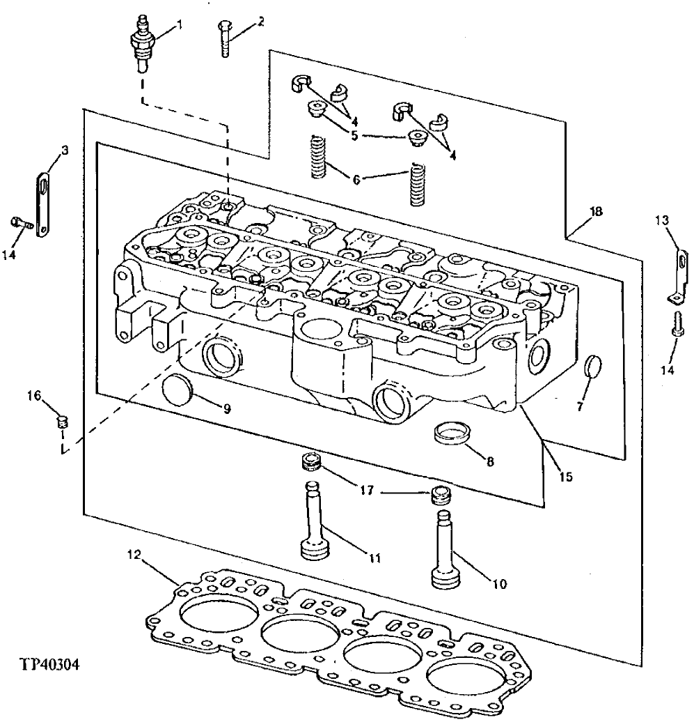 Схема запчастей John Deere 90D - 4 - CYLINDER HEAD, HEAD GASKET AND VALVES 409 - ENGINE 4