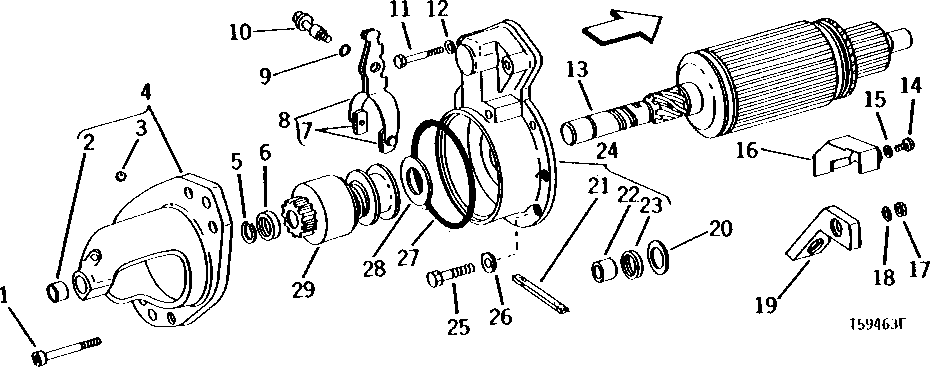 Схема запчастей John Deere 90D - 2 - STARTING MOTOR DRIVE MOTOR AND ARMATURE 422 - ENGINE 4