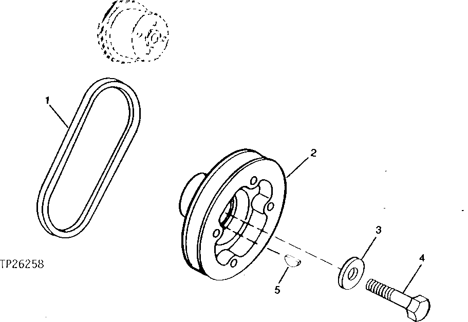 Схема запчастей John Deere 90D - 3 - FAN BELT AND CRANKSHAFT PULLEY 429 - ENGINE 4