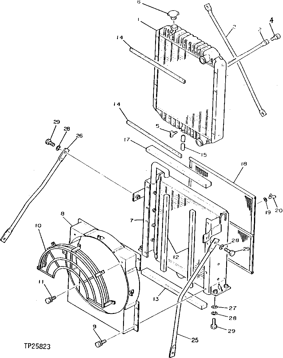 Схема запчастей John Deere 90D - 2 - RADIATOR, OIL COOLER AND SHROUD 510 - ENGINE AUXILIARY SYSTEMS 5