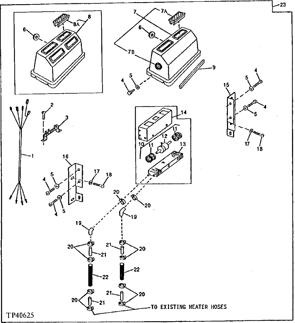 Схема запчастей John Deere 90D - 8 - HEATER 1830 - OPERATORS STATION 18