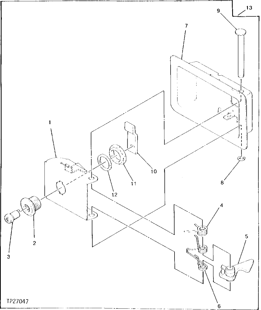 Схема запчастей John Deere 90D - 16 - SERVICE DOOR LATCH 1910 - SHEET METAL AND STYLING 19