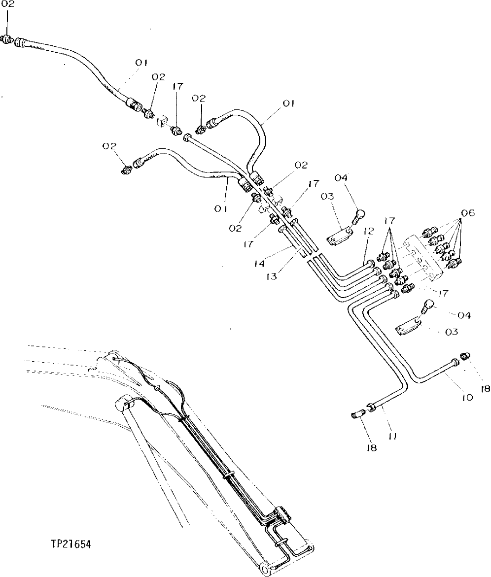 Схема запчастей John Deere 90D - 10 - CENTRAL LUBE LINES, BOOM AND STANDARD ARM 3360 - EXCAVATOR 33