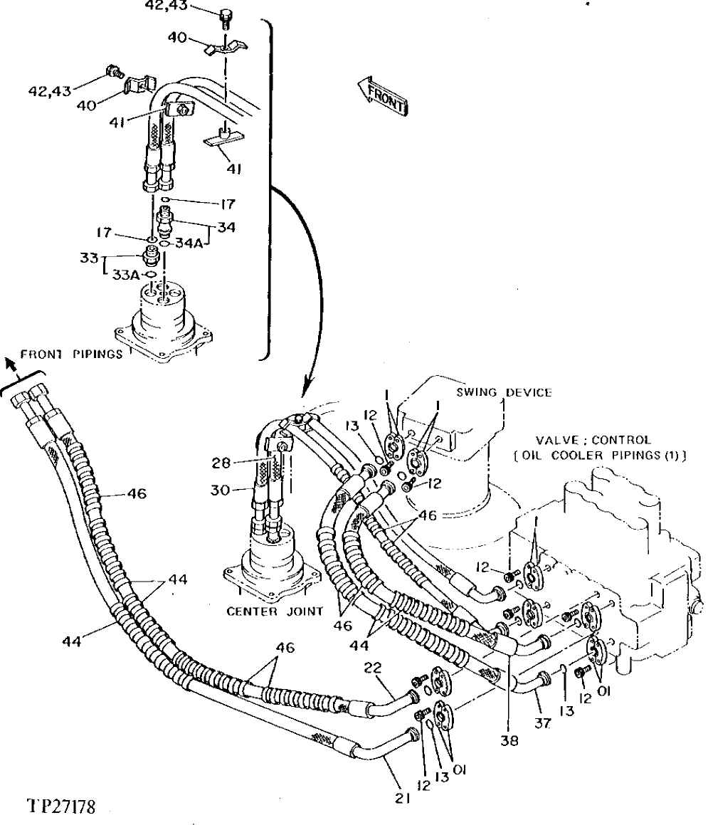 Схема запчастей John Deere 90D - 26 - MAIN PIPINGS 3360 - EXCAVATOR 33