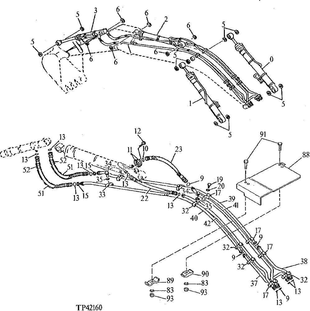 Схема запчастей John Deere 90D - 32 - BOOM, BUCKET AND ARM PLUMBING 3360 - EXCAVATOR 33