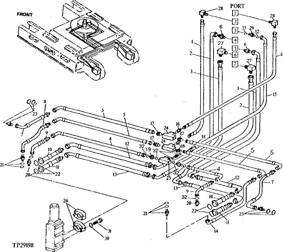 Схема запчастей John Deere 90D - 22 - PROPEL MOTOR TO ROTARY MANIFOLD HOSES AND LINES 260 - AXLES AND SUSPENSION SYSTEMS 2
