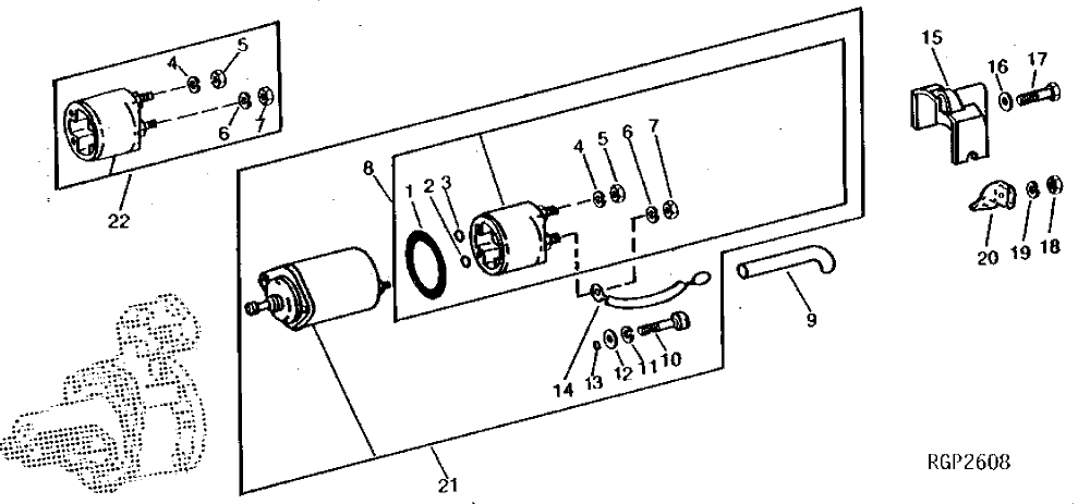 Схема запчастей John Deere 90D - 5 - STARTER SOLENOID SWITCH 422 - ENGINE 4