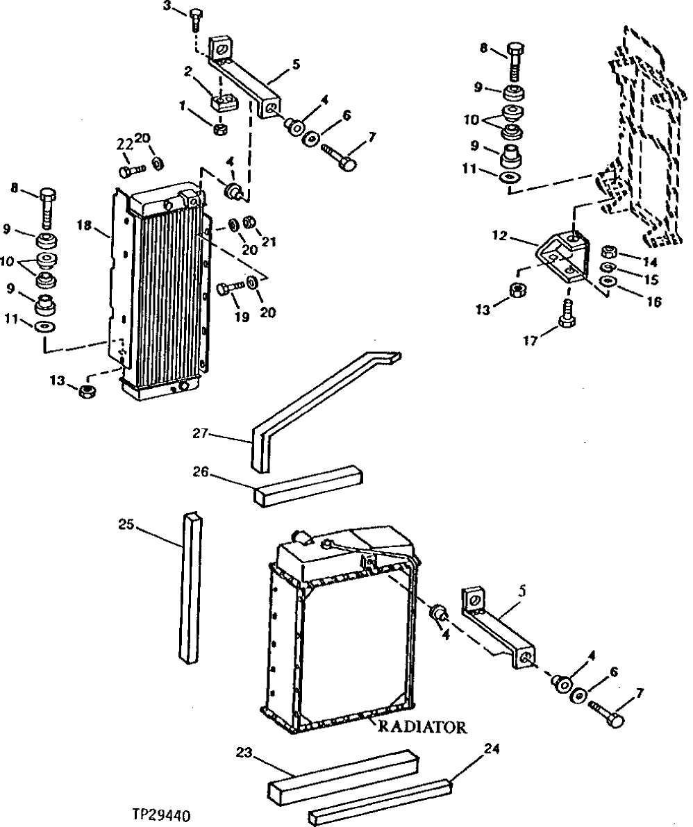 Схема запчастей John Deere 90D - 6 - OIL COOLER WITH RADIATOR AND OIL COOLER MOUNTING PARTS 510 - ENGINE AUXILIARY SYSTEM 5