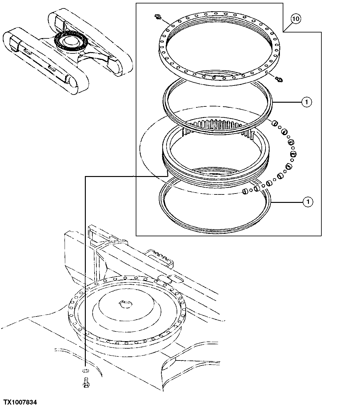 Схема запчастей John Deere 90D - 5A - SWING BEARING 1740 - FRAME, CHASSIS OR SUPPORTING STRUCTURE 17